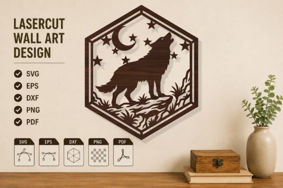 Download Howling Wolf Wall Art Laser Cut Design - Design Collection