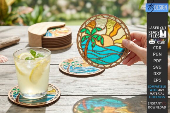 Download Stained Glass Coasters Laser Cut Design - Design Collection