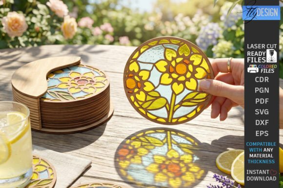 Download Stained Glass Coasters Laser Cut Design - Design Collection