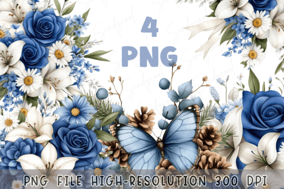 Download Blue Floral Watercolor Flowers Bouquet - Watercolor flowers Collection