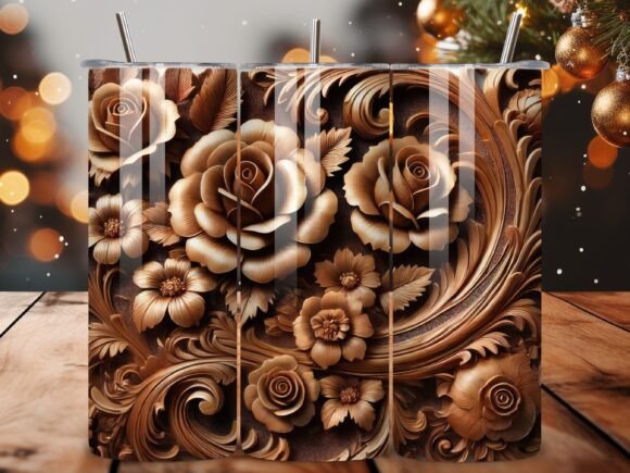 Download Rustic Floral Wood Design Tumbler Wrap - Design Collection