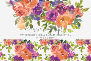 Download Orange &amp; Purple Watercolor Flowers Set - Watercolor flowers Collection