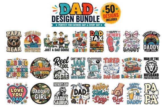 Download 50 Funny Dad PNG Designs Bundle, 300 DPI - Design Collection