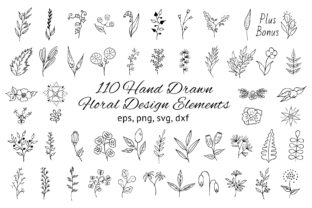 Download 110 Hand Drawn Floral Design Elements - Design Collection