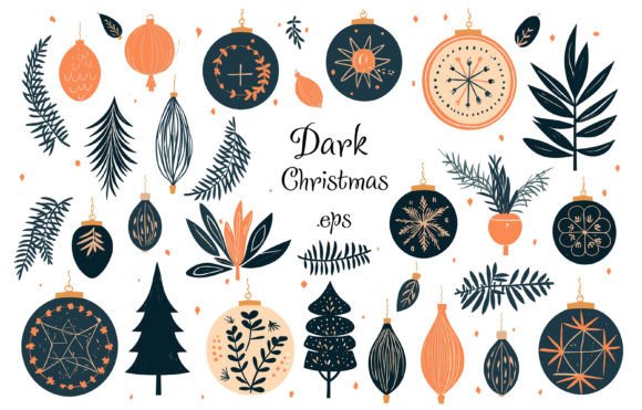 Download Dark Christmas, Floral Design Elements - Design Collection