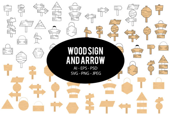 Download Set of Wood Design Arrow - Design Collection