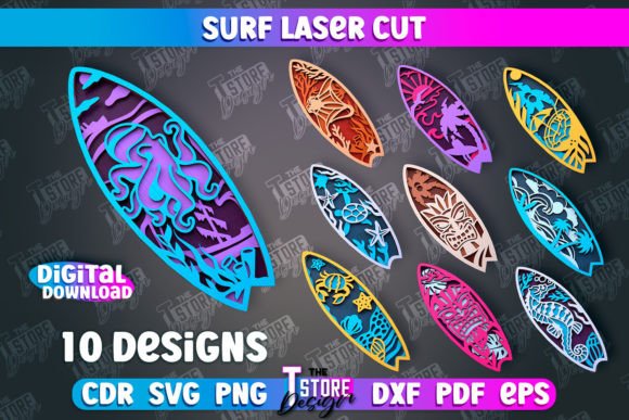 Download Surf Laser Cut Design Bundle | Summer - Design Collection