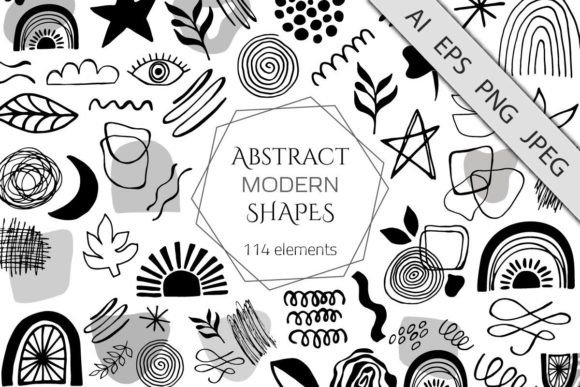 Download Black Modern Abstract Design Shapes - Design Collection