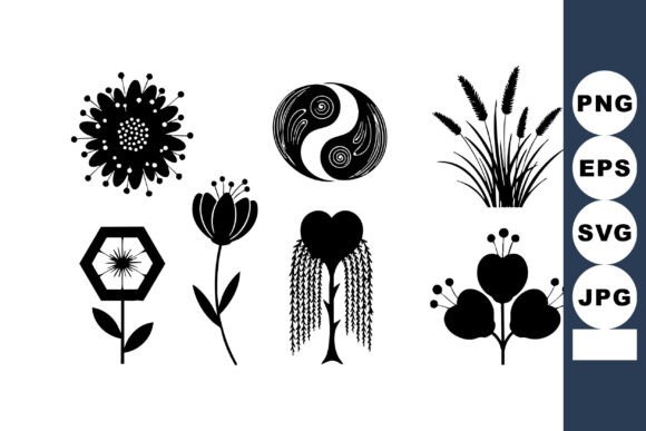 Download Black Silhouette Floral Design Elements - Design Collection