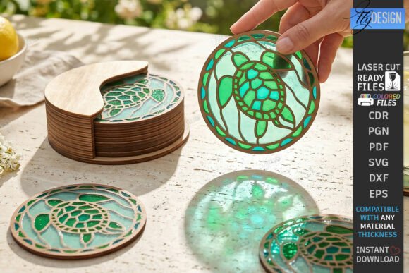 Download Stained Glass Coasters Laser Cut Design - Design Collection